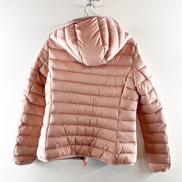 Save The Duck Full Zip Hooded Puffer Jacket Parka Coat Pink Small - Picture 5 of 7